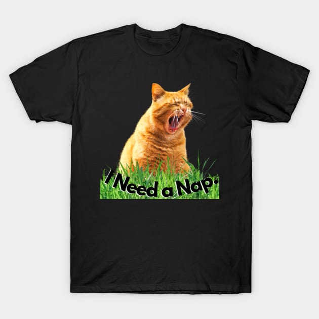 Sleepy Tired Orange Tabby Cat Yawning T-Shirt by EmoteYourself